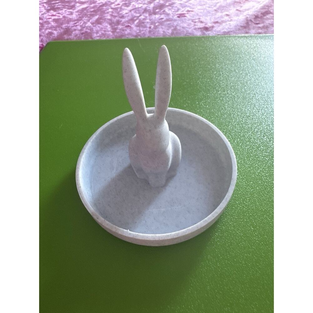 Gray Rabbit Ring Holder Jewelry Tray Trinket Holder Easter Cute